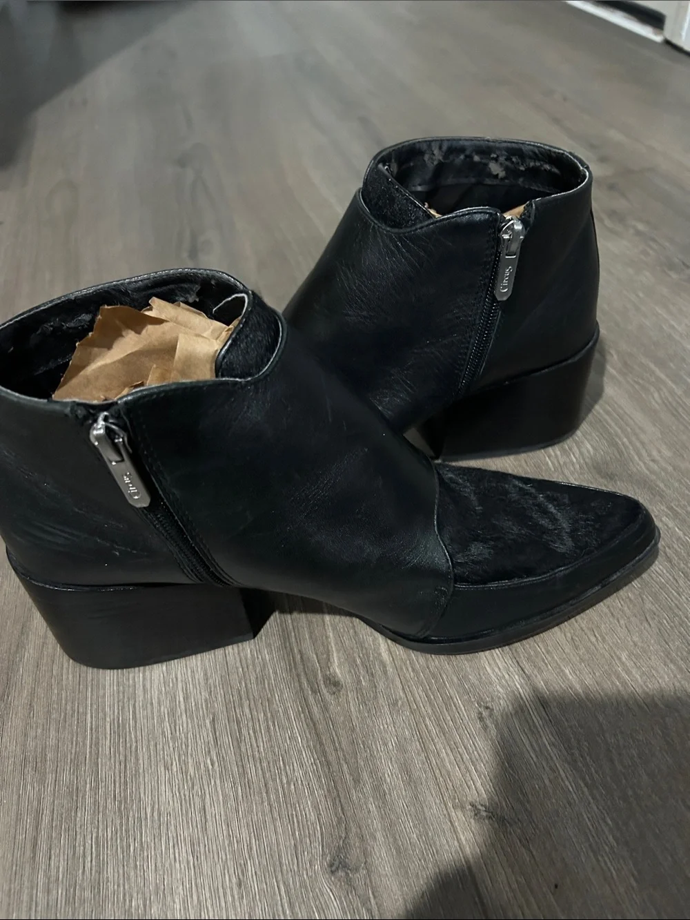 Circus by Sam Edelman Black Leather Ankle Booties with Buckles